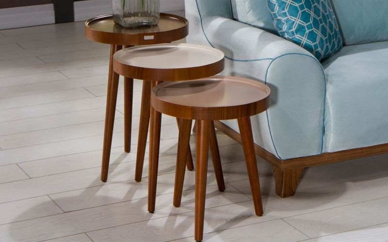 CEVİZ ÜÇLÜ RETRO SEHPA